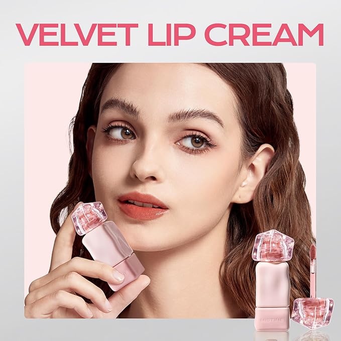Mistine Makeup Velvet Lip Gloss Matte Lip Cream Liquid Lipstick Softening with Hyaluronic Acid Lip Tint, Non-Sticky Lightweight Lip Color V02 Pink Crush Limited Edition 0.1 fl oz