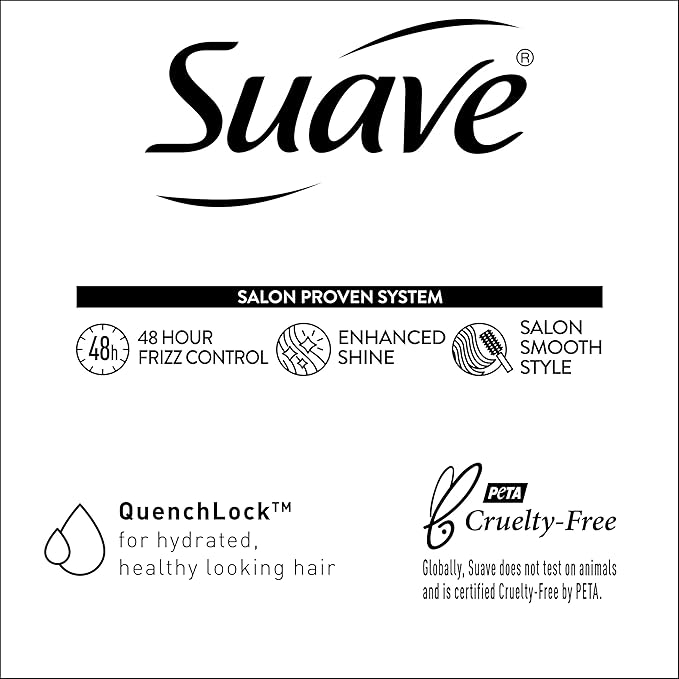 Suave Shampoo and Conditioner Set, Silk Protein Infusion, Sleek & Smooth – Protein Hair Treatment for Dry, Damaged Hair, Detangler, 48H Frizz Control, 12.6 Oz Ea (2 Piece Set)