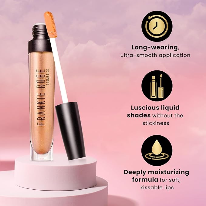 Frankie Rose Cosmetics Lip Gloss | Non-Sticky, Long Lasting, Hydrating & Bold Pigment, So Fetch Shimmer, 20g