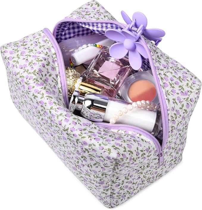 Soidram floral makeup bag quilted