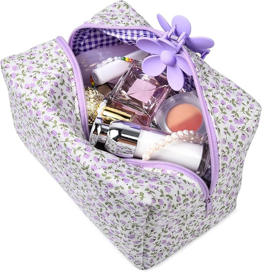 Soidram floral makeup bag quilted