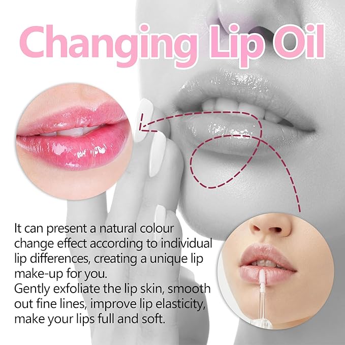 Magic Color Changing Lip Oil, Moisturizing Lip CareNon-Sticky Magic