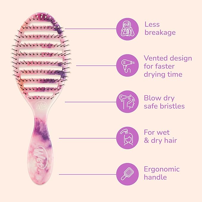 Wet Brush Speed Dry Hair Brush - Watermark (Color Wash) - Vented Design and Ultra Soft HeatFlex Bristles Are Blow Dry Safe With Ergonomic Handle Manages Tangle and Uncontrollable Hair - Pain-Free