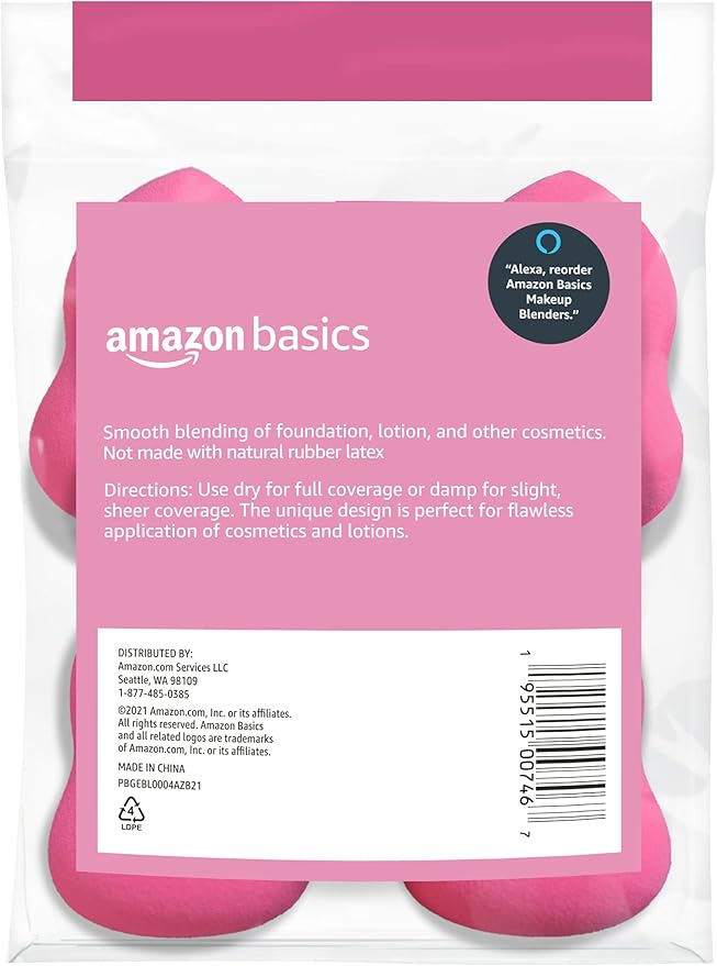 Amazon Basics Large Makeup Blender, 4-Pack (Previously Solimo)