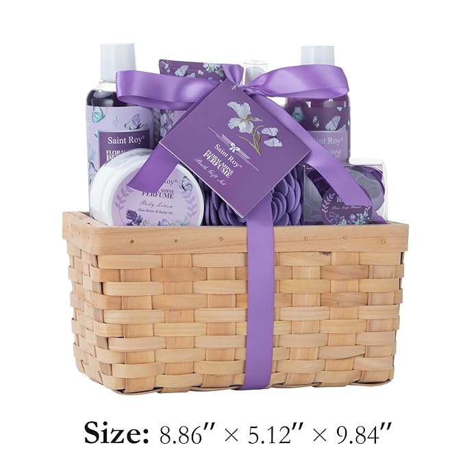 Mother's Day Gifts for Mom Gift Basket for Women, Luxury 11Pcs Floral Perfume Scents Bath and Body Home Spa Gift Kit with Bubble Bath, Body Lotion, Self Care Gifts Basket for Her, Birthday Gifts