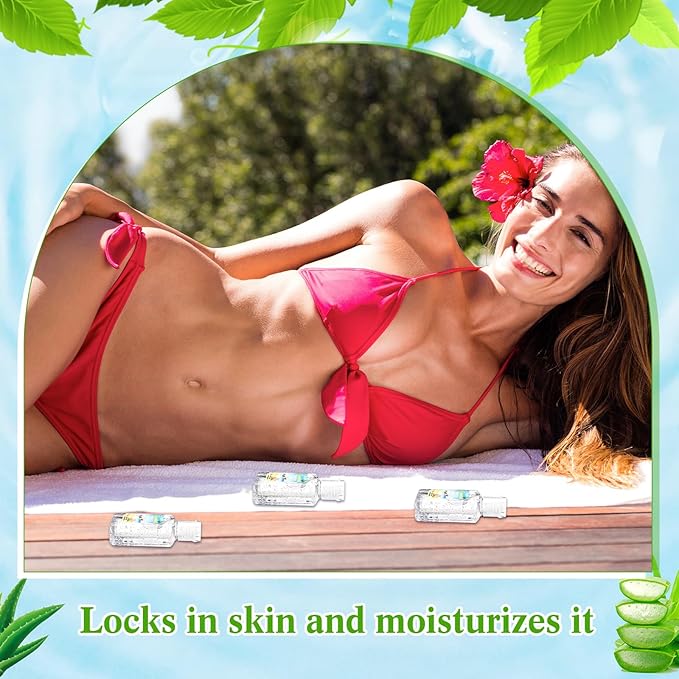 12 Pcs Mini Aloe Vera Gel Bulk for Summer Wedding Party 1oz Soothing Moisture Aloe Gel Bulk Travel Size for Thank You Gifts Summer Beach Wedding Party (Beach)