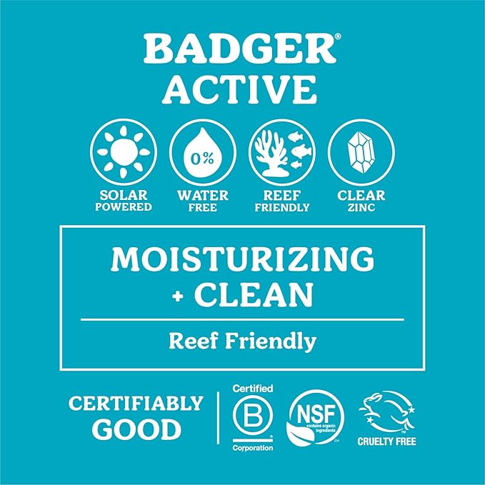 Badger Mineral Sunscreen Cream SPF 30, All Natural Sunscreen with Zinc Oxide, 98% Organic Ingredients, Reef Safe, Broad Spectrum, Water Resistant, Unscented, 2.9 fl oz