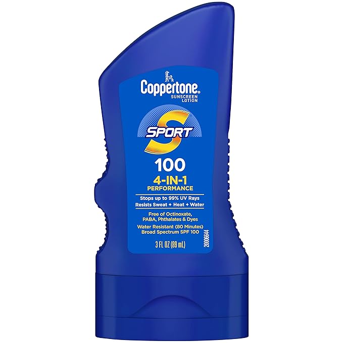 Coppertone SPORT Sunscreen SPF 100 Lotion, Water Resistant Sunscreen, Body Travel Size 3 Fl Oz