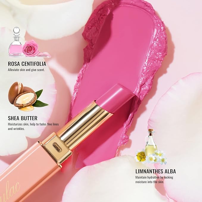 Oulac Moisturizing Shine Lipstick For Women Christmas Set 2PCS, 2 in 1 Tinted Lip Balm for Winter, Hydrated Juicy and Glossy Lip Color for Dry, Cracked and Chapped Lips, Vegan [06+15]