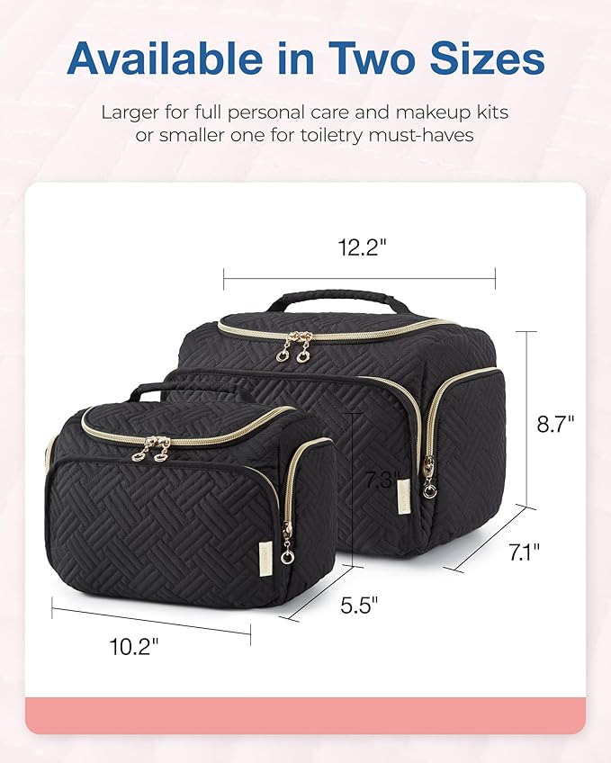 BAGSMART Travel Toiletry Bag, Large Wide-open Travel Bag for Toiletries, Makeup Cosmetic Travel Bag with Handle