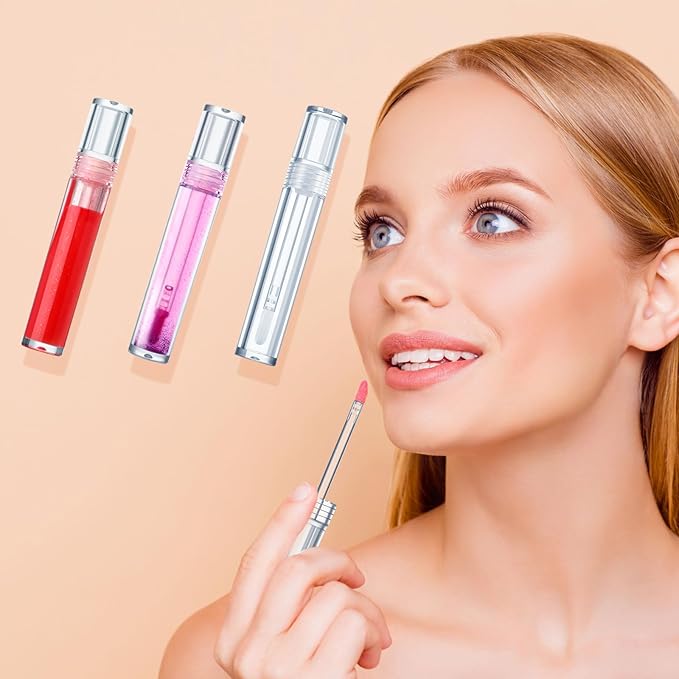 Hsei 100 Pcs Clear Lip Gloss Tubes 5 ml Empty Bulk Wand Balm Containers With Lids Cosmetic Bottles With Rubber Stoppers for Eyelash Growth Liquid DIY Makeup Girls