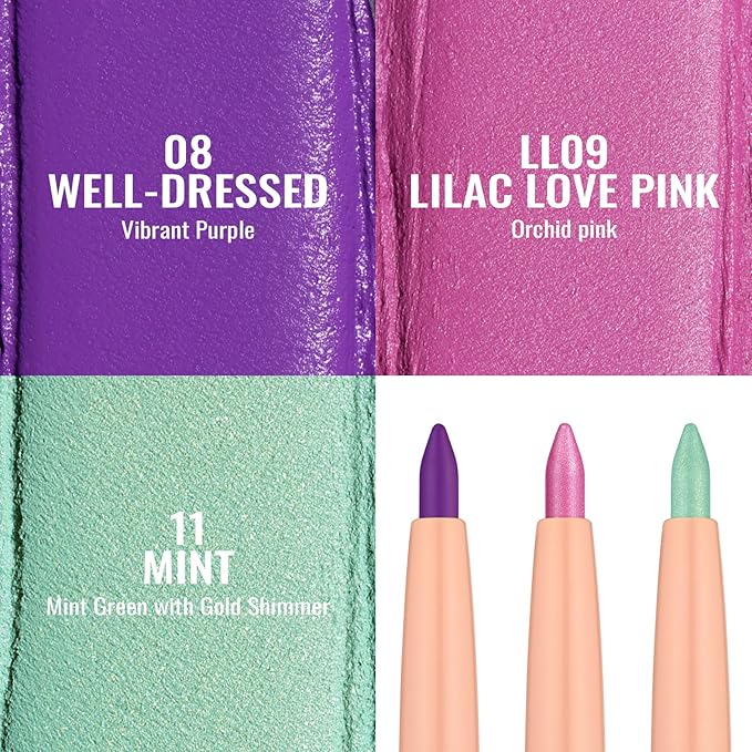 Oulac Waterproof Lipliner Pencil Set - Smooth and Creamy, Retractable Lip Makeup for Precision Application, Vegan & Cruelty-Free, 08+11+LL09