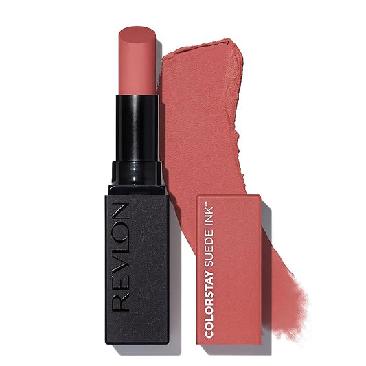 REVLON Lipstick, ColorStay Suede Ink, Built-in Primer, Infused with Vitamin E, Waterproof, Smudge-proof, Matte Color, 005 Hot Girl, 0.09 oz.