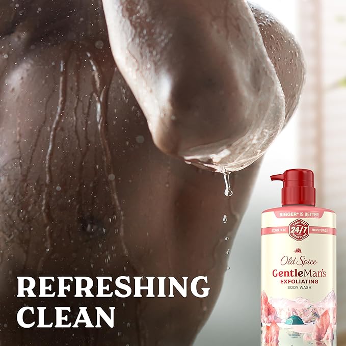 Old Spice GentleMan's Exfoliating & Moisturizing Body Wash for Men, 24/7 Shower Fresh with Long Lasting Scent, Renewing Vitamin B3 Blend, Himalayan Sea Salt + Glacier Water Scent, 26 oz