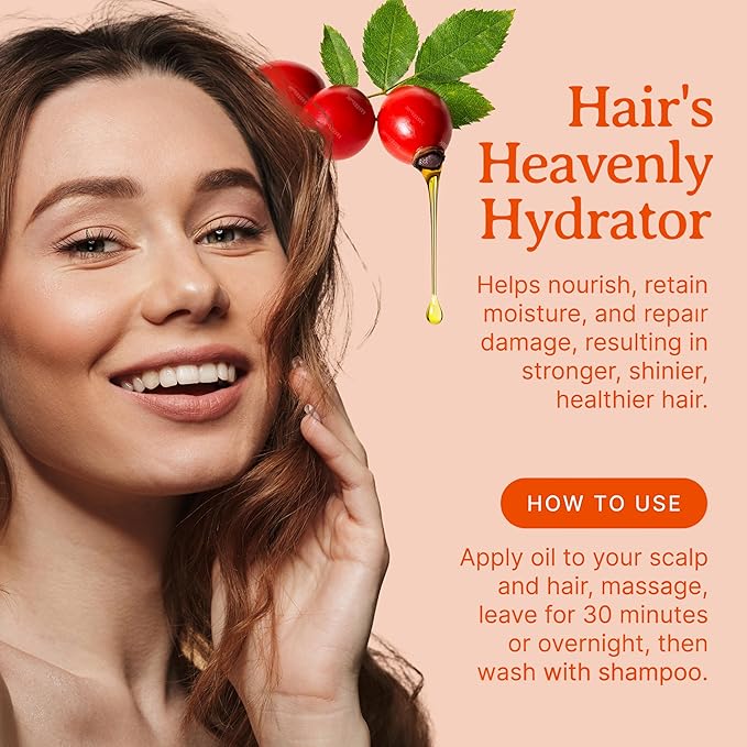 Bella Terra Oils Organic Rosehip Oil for Face, Pure Cold-Pressed Rose Hip Seed Oil for Skin & Hair, Natural Moisturizer & Anti-Aging Facial Oil