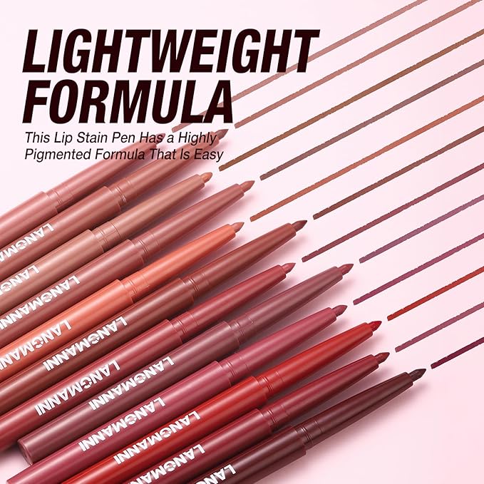 LANGMANNI 4Pcs Sculpting Matte Velvet Lip Liner Set,Smooth Creamy Texture,Waterproof And High Pigmented For Girls Daily Application Lip Makeup(1+2+3+4)