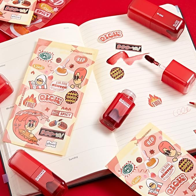 Glow Bokki Glossy Lip Tint, Korean Beauty (GB01 Pepper Red, 4.1 grams)