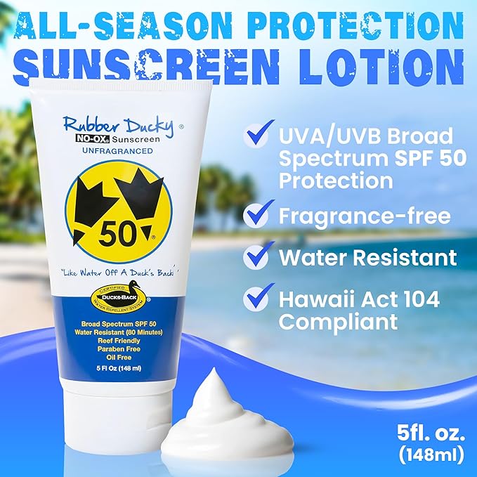 Rubber Ducky | Vitamin E Sunscreen with SPF 50, Water-Resistant Sunscreen for Face and Body | Broad Spectrum Lotion, Oil-Free Moisturizing Sunscreen, Alternative for Moisturizing Sunblock (1 pc., 5oz)