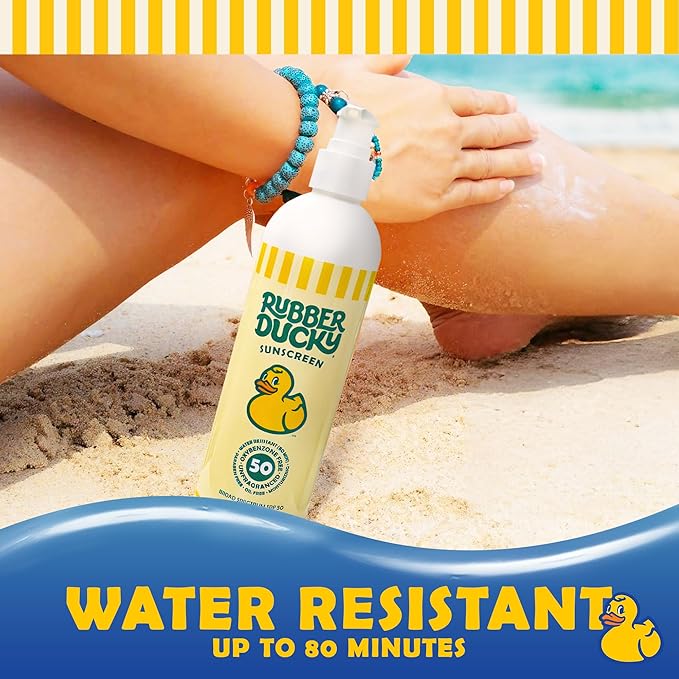 Rubber Ducky | Pump Sunscreen with SPF 50, Vitamin E Sunscreen for Face and Body | Broad Spectrum Lotion | SPF 50 Sunscreen with Pump Alternative for Moisturizing Sunblock (12oz Sunscreen Pump Bottle)