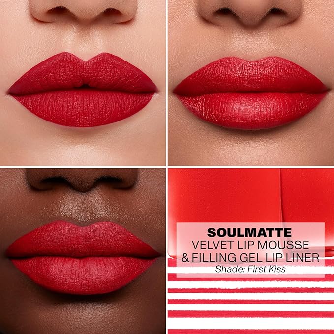 Morphe Soulmatte Velvet Lip Mousse Matte Lipstick - Air-Whipped, Soft Matte Lip Makeup with Vitamin E to Hydrate, Soften and Smooth Lips - First Kiss (0.128 Oz)
