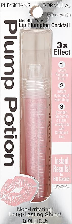 Physicians Formula Plump Potion™ Needle-Free Lip Plumping Cocktail Lip Gloss, Pink Crystal Potion, Hypoallergenic, Fragrance Free, Dermatologist Approved