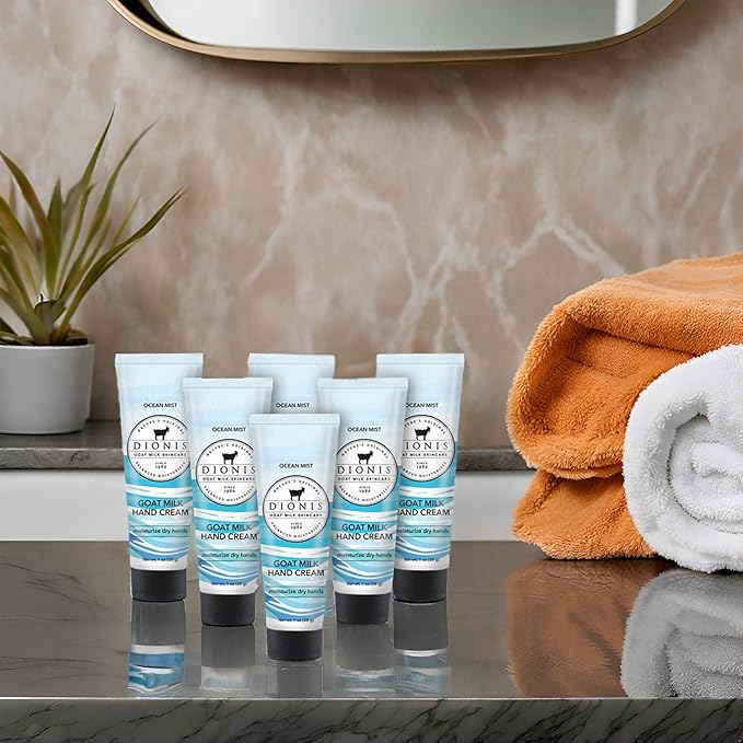 Dionis - Goat Milk Skincare Scented Hand Cream, Travel Size Self Care Moisturizing Lotion For Women, Vitamins & Minerals Hydrate Dry Skin - Cruelty Free, Paraben Free, Ocean Mist, 1oz Set of 6