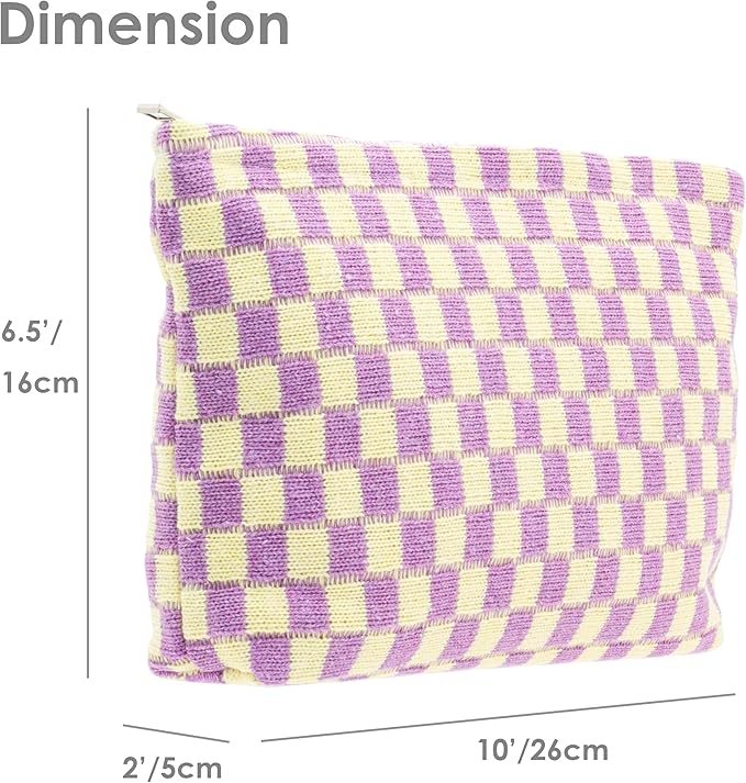 Pazimiik knitted checkered makeup bag