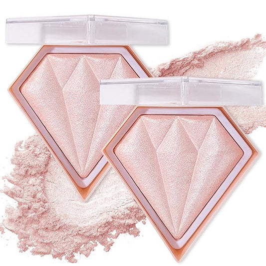 2PCS Fairy Pink Highlighter Makeup Palette Face Powder