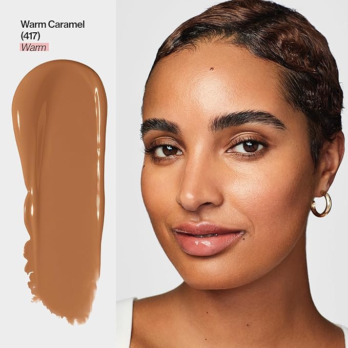 Revlon Illuminance Tinted Serum, Triple Hyaluronic Acid, Evens Out Skin Tone Over Time and Hydrates All Day, SPF 15, 417 Warm Caramel, 0.94 fl oz.