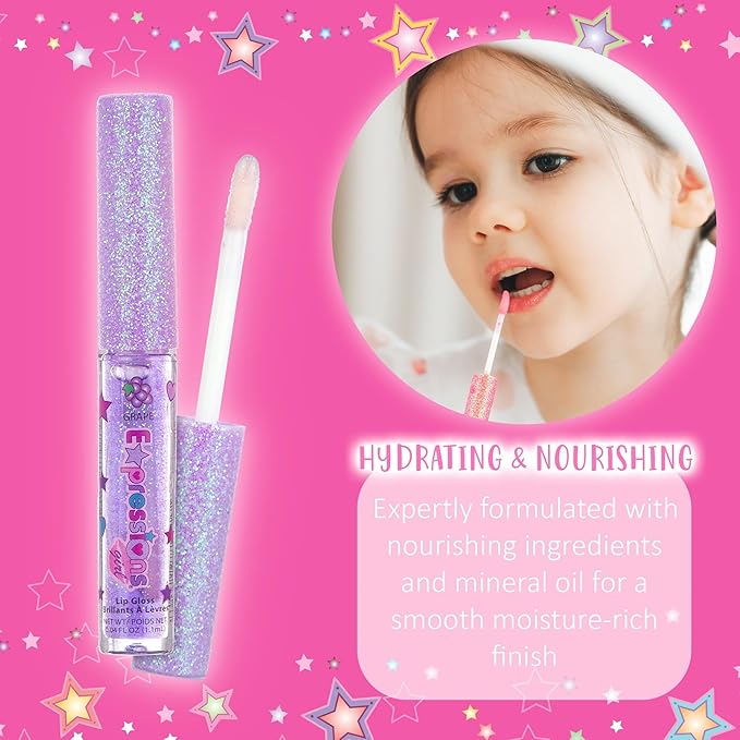 14pc Fruity Flavored Lip Gloss Set - Lip Gloss in Assorted Fruity Flavors, Non Toxic Makeup for Kids & Teens