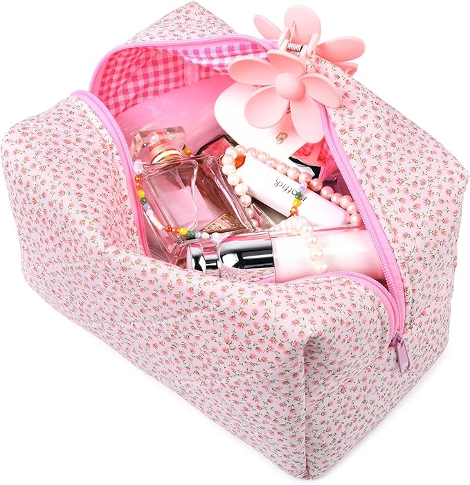 Soidram quilted makeup bag floral