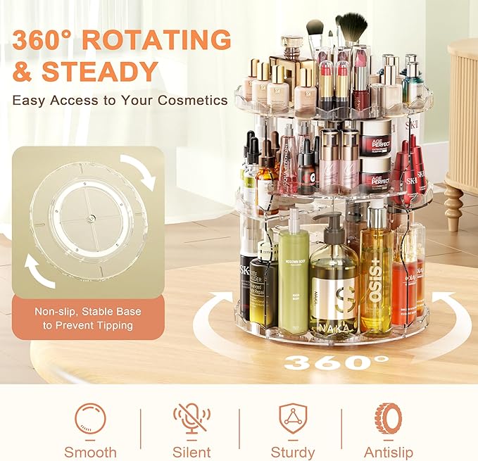 Rotating makeup organizer, 360 spinning