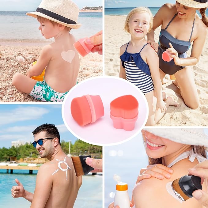 Sunscreen Applicator for Kids, Travel Size and Portable Sunblock Buddy Brush Set, Buddies Sunscreen Applicator with Cleaning Mat, Sun Lotion Applicator Sun Cream Brush Black (2 Pack)