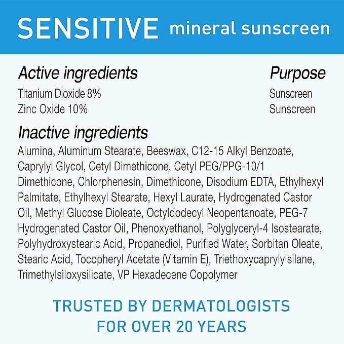 BLUE LIZARD Sensitive Mineral Sunscreen with Zinc Oxide, SPF 50+, Water Resistant, UVA/UVB Protection with Smart Bottle Technology - Fragrance Free, 5 oz