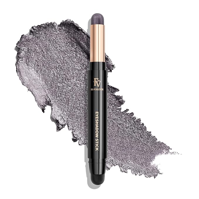 FV Cream Shimmer Eyeshadow Stick，Long Lasting & Waterproof, Multi-Use & High Pigment Eyeshadow Makeup Stick, Smoky Grey Shimmer