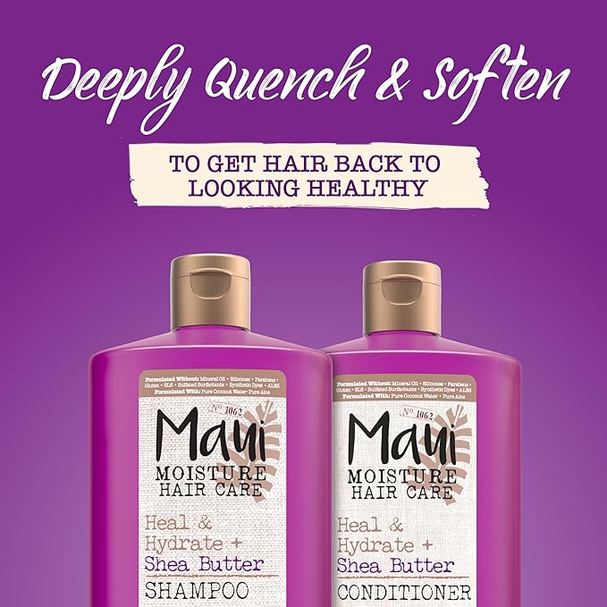 Maui Moisture Heal & Hydrate + Shea Butter Conditioner for Dry, Damaged Curls Helps Soften & Revive Curly & Coily Hair with Macadamia & Coconut Oils, Vegan & Silicone-Free, 13 fl. oz