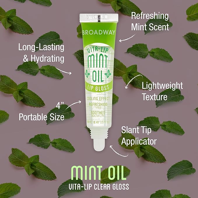 Ruby Kisses Broadway Vita-Lip Clear Lip Gloss (Mint Oil 3 Pack), Ultra-Hydrating & Soothing Formula with Vitamin Oils, High-Shine Non-Sticky Finish, Nourishing Glossy Lip Balm With Cooling Effect