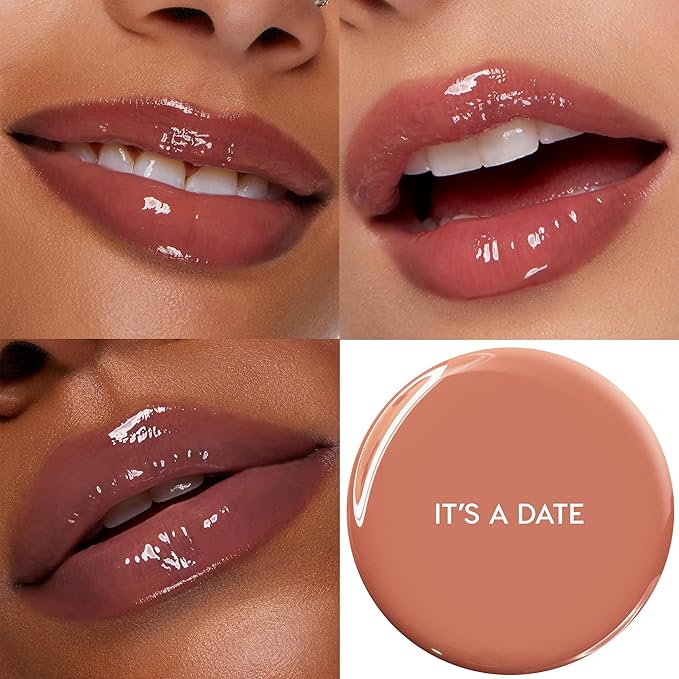 Colourpop So Juicy Plumping Glossy Lip Oil - Hydrating & Plumping Lip Oil with a Sheer Wash of Non-Sticky Color - Infused with Peptides, Ceramides & Ginger - Its a Date (0.29)