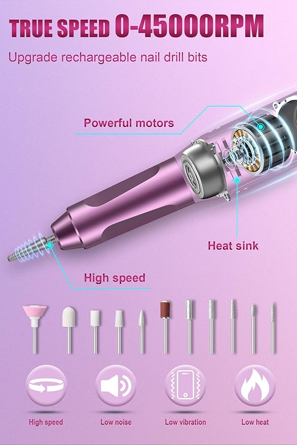 Electric nail drill professional, 45000rpm