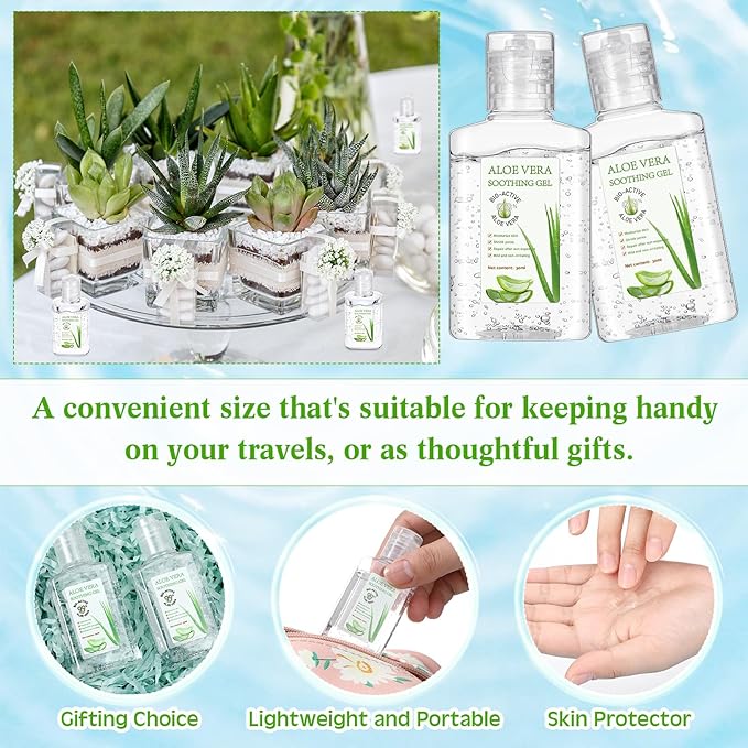 12 Pcs Mini Aloe Vera Gel Bulk for Summer Wedding Party 1oz Soothing Moisture Aloe Gel Bulk Travel Size for Thank You Gifts Summer Beach Wedding Party (Aloe Vera)