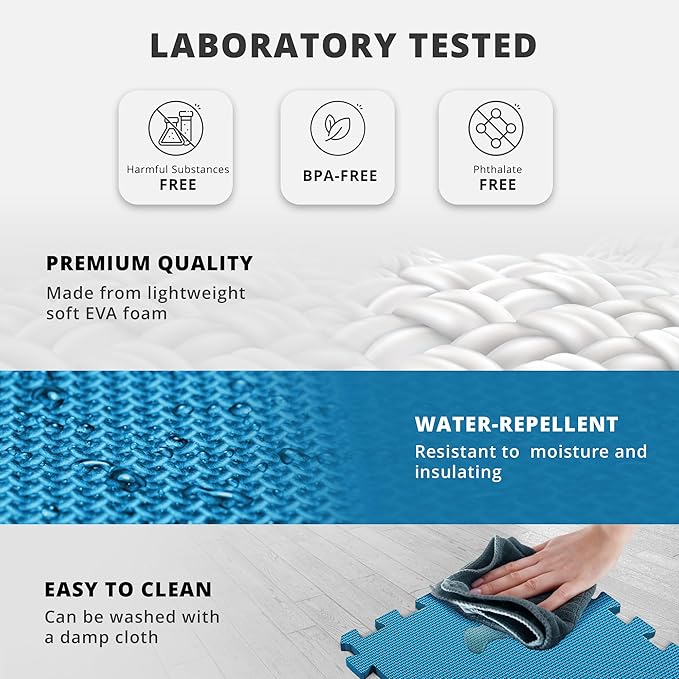 Gym Flooring Set - Interlocking EVA Soft Foam 18 Pieces