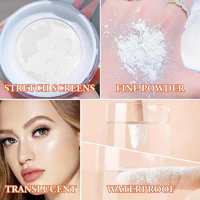 Loose Setting Face Powder,Loose Powder Lightweight & Breathable Women （Ivory）