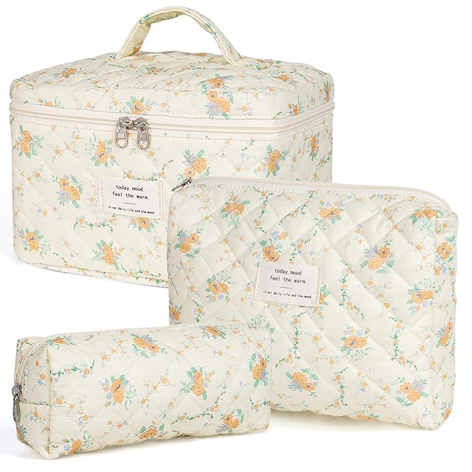 Makeup bag, quilted makeup bag,large