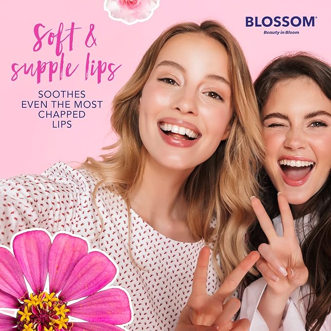 Blossom Roll on Lip Gloss, Scented Clear High Shine Moisturizing Lip Oil, Non Sticky, Infused with Real Flowers, Made in USA, 0.2oz, Peach Hemp