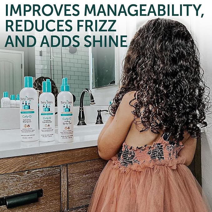 Fairy Tales Curly Q Kids Shampoo - Hydrating for Curly and Multicultural Hair, All Curl Types - Paraben, Sulfate, Gluten, and Nut Free - 32 oz