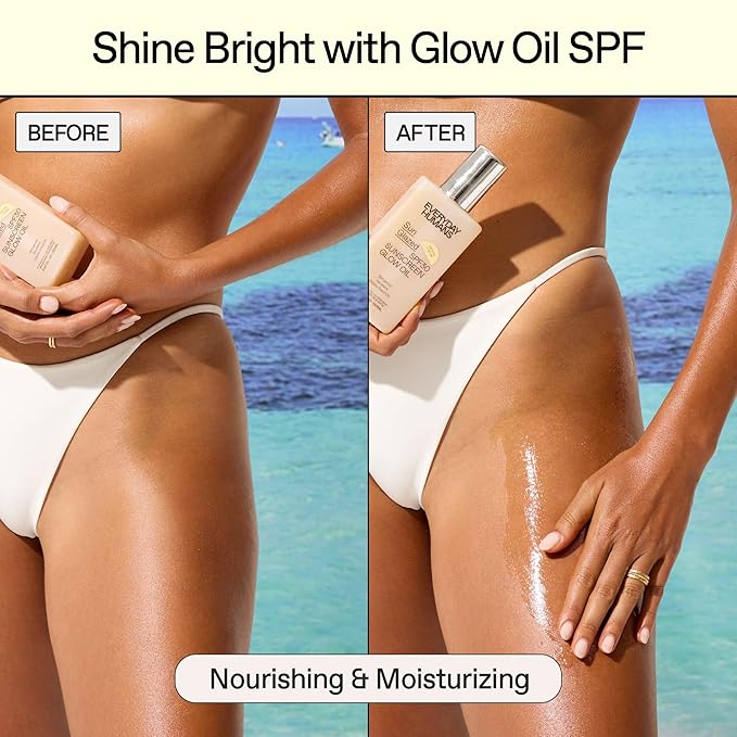 Everyday Humans SPF30 Sheer Body Glow Oil with Gold Mica | Sun Glazed Hydrating UV Protection Vegan Cruelty Free 5.1 Fl Oz | Bergamot, Squalane, Jojoba Seed Oil | UVA/UVB Broad Spectrum Protection…