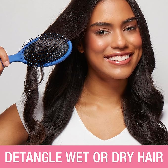 Conair Detangling Brush 3PK - For wet and dry - Ideal for all types - curly brush - brushes for women - detangler brush - brushes for women - Blue, Pink, Gray Assorted