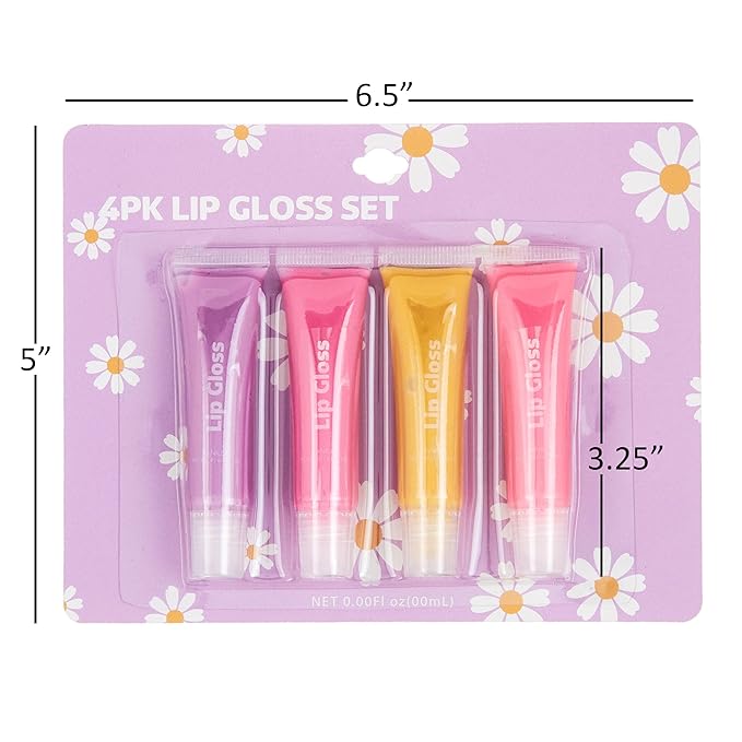 EXPRESSIONS 8pc Lip Gloss Set - Flavored Squeeze Tube Lip Glosses Value Pack, Daisy Lip Gloss in Assorted Fruity Flavors