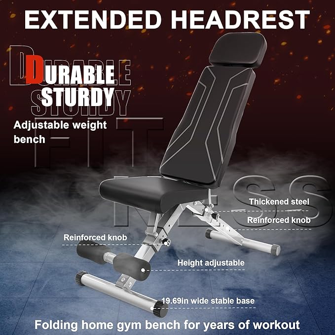 1000 LBs Weight Bench - Adjustable Workout Bench