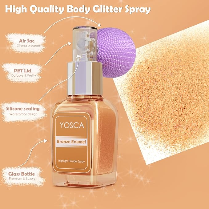 Yosca Highlighter Powder Spray, 20ML Cosmetic Grade Shimmer 20ML